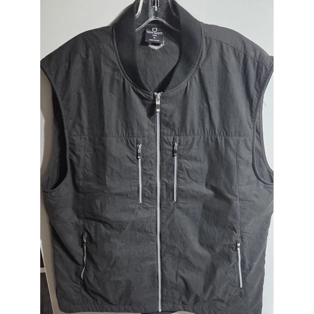 Scottevest Vest Mens Extra Large Black Pockets Travel Hiking Traveling Gilet